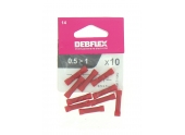 Lot de 10 Manchons à Sertir Rouge pour Fil de 0.5 à 1 mm² Ref 711082 - Debflex