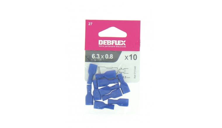 Lot der 10 Clips à Sertir Isolés Bleu pour Fil de 1.5 à 2.5 mm² Ref 711046 - Debflex