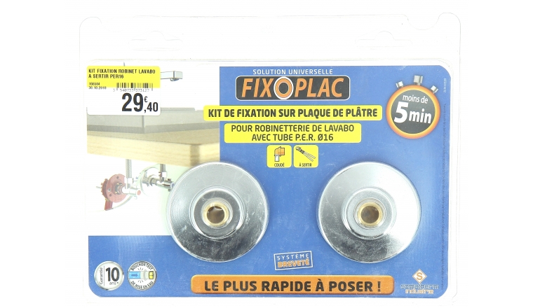 Kit de fixation Robinet sur Plaque de Plâtre Ø 16 mm pour Tuyau PER - Somatherm