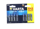 Pile alcaline AAA LR03 6+2 gratuites 1,5V High Energy - Varta