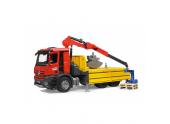 Camion de chantier avec Grue, grappin et 2 palettes - Bruder 3651