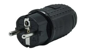 Fiche électrique mâle étanche en caoutchouc - 250V - 16A - 2P+T - Etanche 