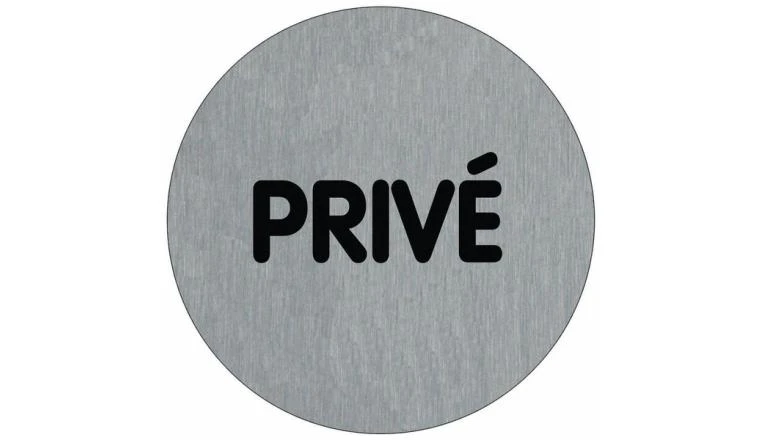 PLAQUE SIGNALETIQUE ALU BROSSE DIAM 75MM - PRIVE