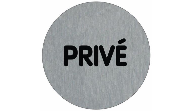 PLAQUE SIGNALETIQUE ALU BROSSE DIAM 75MM - PRIVE