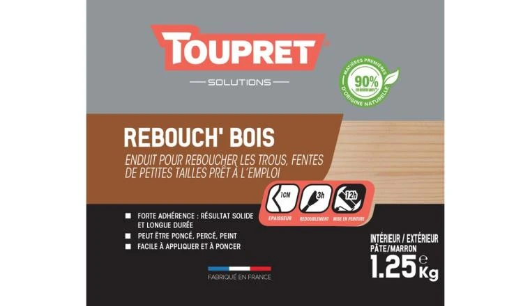 ENDUIT REBOUCH BOIS PATE POT 1.250KG                                  