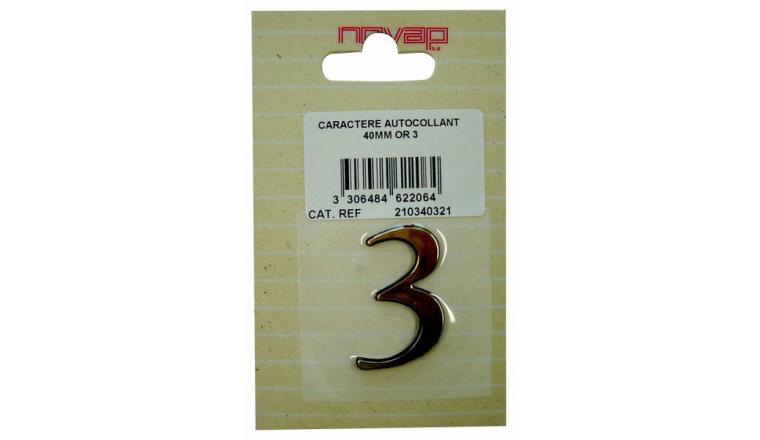 CHIFFRE 3 40MM AUTOCOLLANT OR