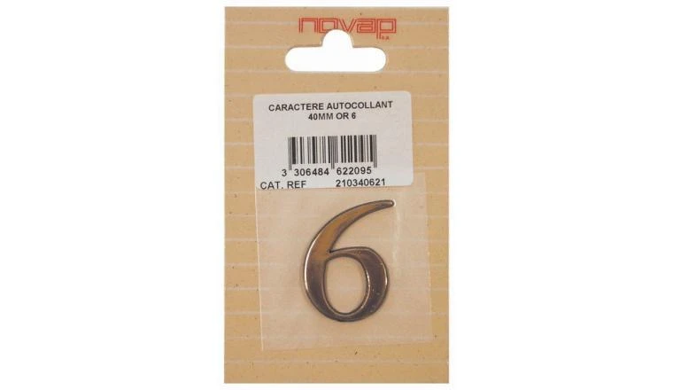 CHIFFRE 6 40MM AUTOCOLLANT OR