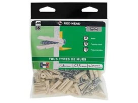 CHEVILLE MULTIMATERIAU 6X25MM RED HEAD