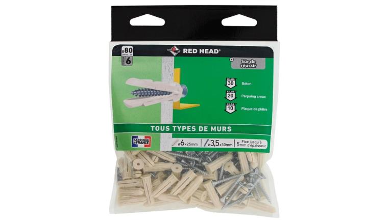 CHEVILLE MULTIMATERIAU 6X25MM RED HEAD