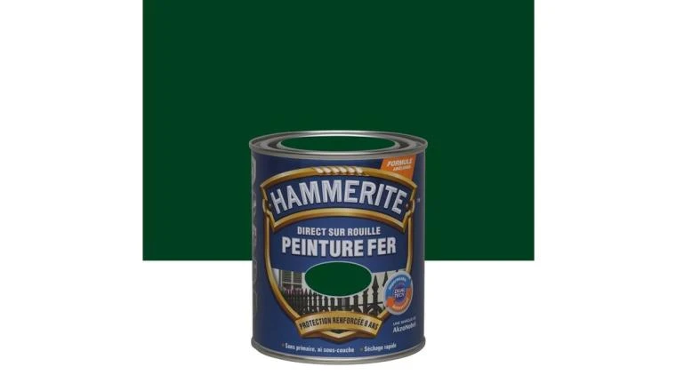 PEINTURE EXTERIEURE FER HAMMERITE VERT BASQUE BRILLANT RAL 6005 0.75L