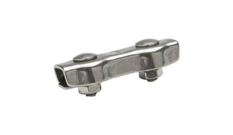 SERRE-CABLE PLAT 2 BOULONS INOX A2 POUR CABLE D3MM X2