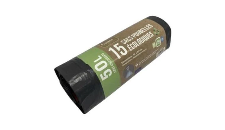 15 SACS POUBELLES AVEC NOIR LIEN COULISSANT 50 LITRES