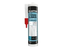 MASTIC CUISINE BAIN SILICONE ACETIQUE AXTON BLANC CARTOUCHE 280ML
