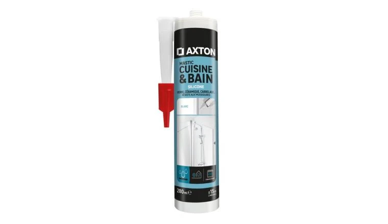 MASTIC CUISINE BAIN SILICONE ACETIQUE AXTON BLANC CARTOUCHE 280ML