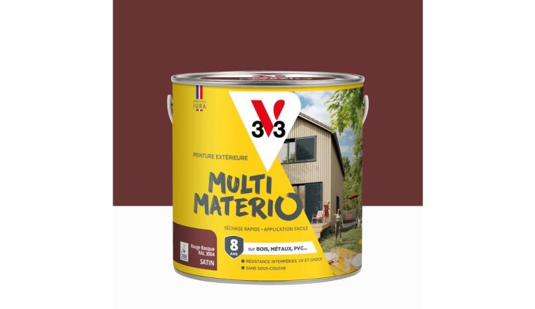 PEINTURE EXTERIEURE MULTIMATIAUX ROUGE BASQUE SATIN V33 2L