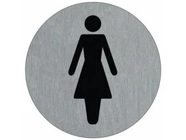 PLAQUE SIGNALETIQUE ALU BROSSE DIAM 75MM - TOILETTES FEMME