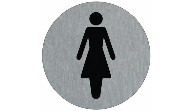 PLAQUE SIGNALETIQUE ALU BROSSE DIAM 75MM - TOILETTES FEMME