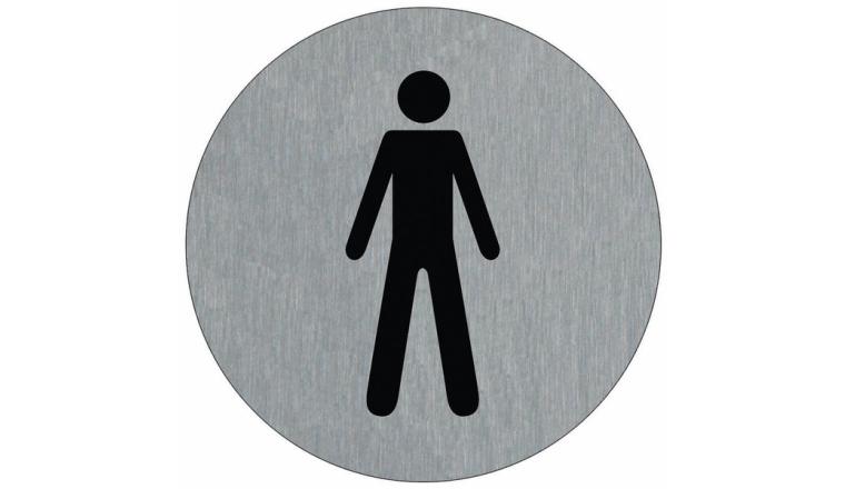 PLAQUE SIGNALETIQUE ALU BROSSE DIAM 75MM - TOILETTES HOMME