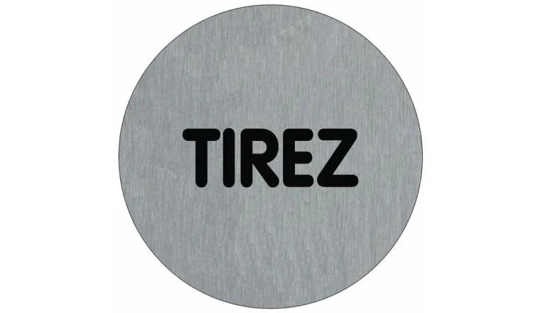 PLAQUE SIGNALETIQUE ALU BROSSE DIAM 75MM - TIREZ