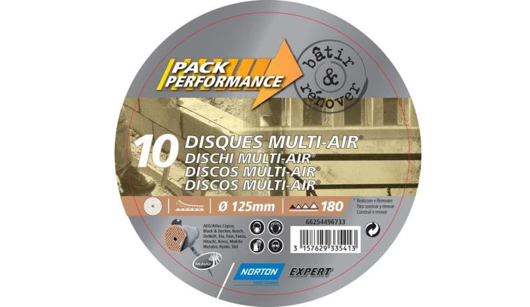 DISQUE ABRASIF 125 AUTO AGRIPPANT BAT RENO GRAIN 180 MULTIAIR X10