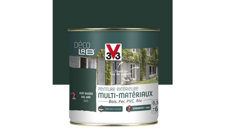 PEINTURE EXTERIEURE MULTIMATIAUX VERT BASQUE SATIN V33 0.5L