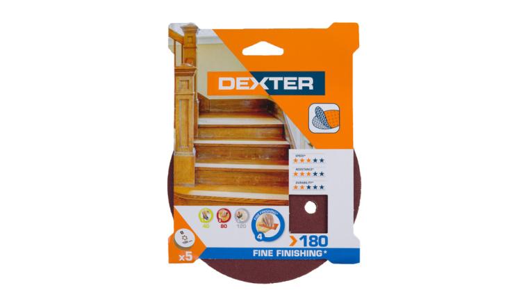 ABRASIF EXCENTRIQUE DIAMETRE 150 GRAIN 180 LOT DE 5 DEXTER