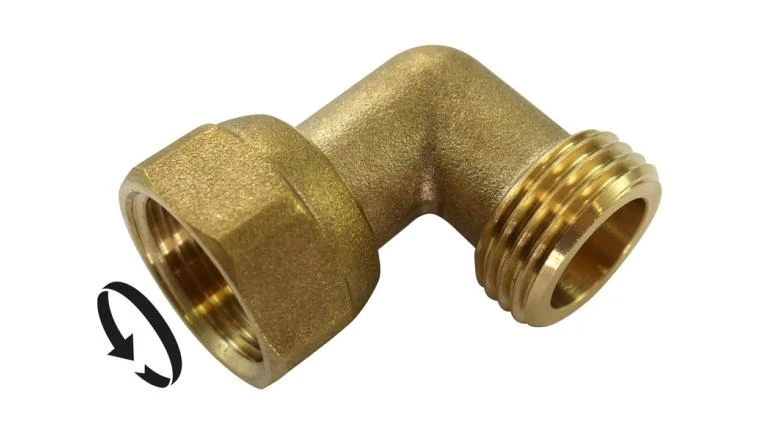 RACCORD COUDE LAITON MF12X17 AVEC ECROU LIBRE