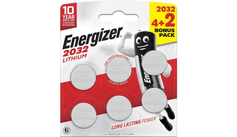 PILE BOUTN LITHIUM CR2032 4+2