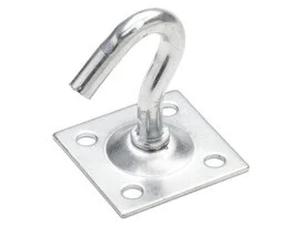 PLATINE A CROCHET FIXE ACIER ZINGUE D8MM 45X45MM