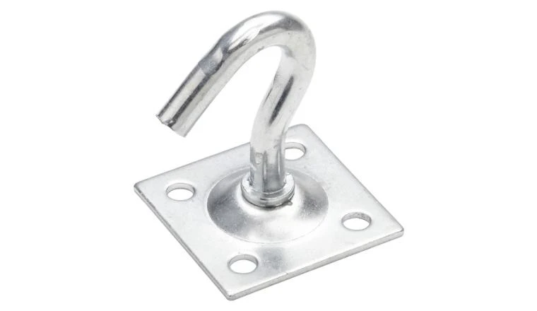 PLATINE A CROCHET FIXE ACIER ZINGUE D8MM 45X45MM