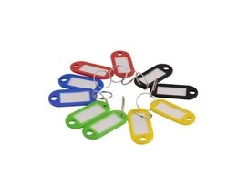 PORTE ETIQUETTE PLUSIEURS COULEURS X10 + ANNEAU