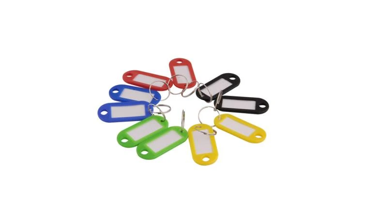 PORTE ETIQUETTE PLUSIEURS COULEURS X10 + ANNEAU