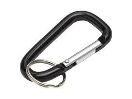 MOUSQUETON + ANNEAU ALUMINIUM NOIR 7MM 12KG