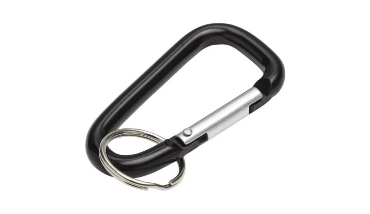 MOUSQUETON + ANNEAU ALUMINIUM NOIR 7MM 12KG