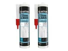 MASTIC CUISINE  BAIN SILICONE ACETIQUE AXTON BLANC CART 280ML LOT 2