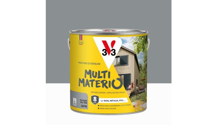 PEINTURE EXTERIEURE MULTIMATERIAUX GRIS GALET SATIN V33 2L