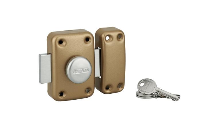 VERROU APACHE BOUTON/CYLINDRE 60 MM DORE