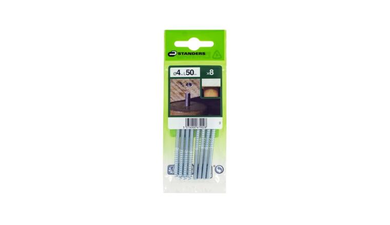VIS 2 FILETAGE BOIS/METAL 4X50MM ACIER ZINGUE SACHET 8