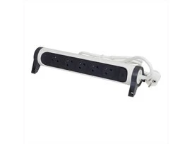MULTIPRISE 5 PRISES ROTATIVE FIXE 1.5M BLANC GRIS
