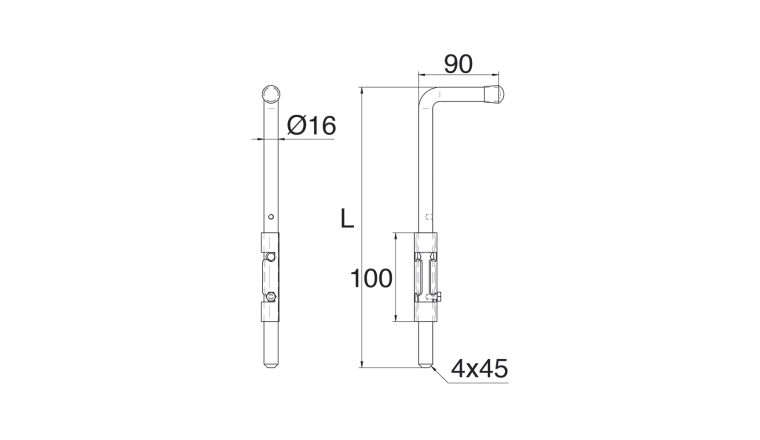VERROU BAIONNETTE A SOUDER SANS PLATINE 300X25X100