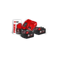 M18 NRG-502 - PACK NRJ 18V. 5.0 AH RED LITHIUM. SYSTEME M18 + OFFERT 1 BATTERIE M12 2.0 AH