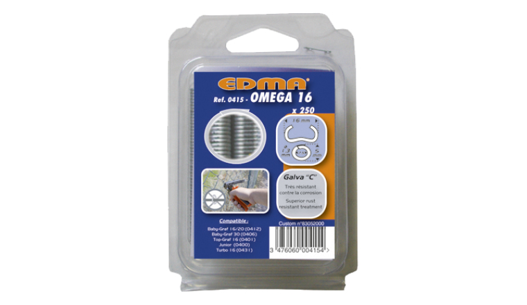 AGRAFE OMEGA 16 - GALVA PLASTIFIE VERT - X 1250 PCS