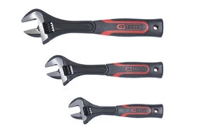 JEU DE 3 CLES A MOLETTE A MANCHE BI-MATIERE. 8'' - 10'' - 12''