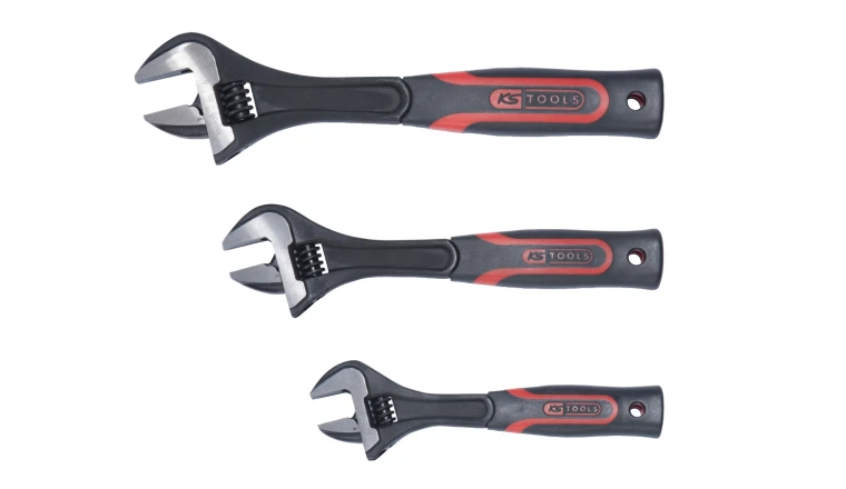 JEU DE 3 CLES A MOLETTE A MANCHE BI-MATIERE. 8'' - 10'' - 12''