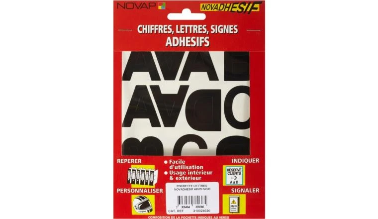 POCHETTE LETTRES NOVADHESIF 40MM NOIR
