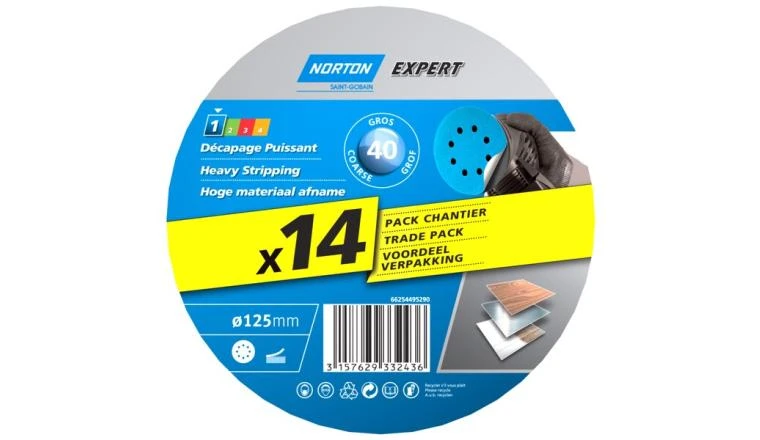 LOT DE 14 DISQUES ABRASIFS L.125 X L.125 MM GRAIN 40