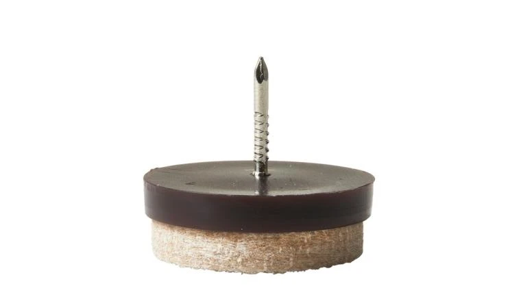 PATINS FEUTRE LAINE+CLOU MARRON 28MM LOT DE 4