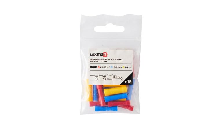 Lot de 18 Manchons à Sertir Rouge/Bleu/Jaune pour Fil de 0.5 à 2.5 mm²