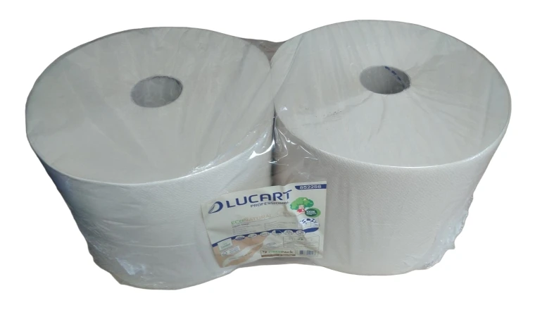 Bobines d'essuie tout pis de vache Lucart EcoNatural 3.8 lot de 2 bobines 852256