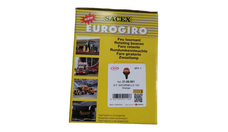 Gyrophare tournant Saturnello 12V 55W tige flexible 210x130mm